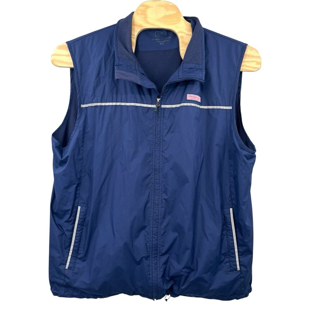 Vineyard Vines Reflective Golf Running Vest Fleece Lined Mens XL Blue Full Zip